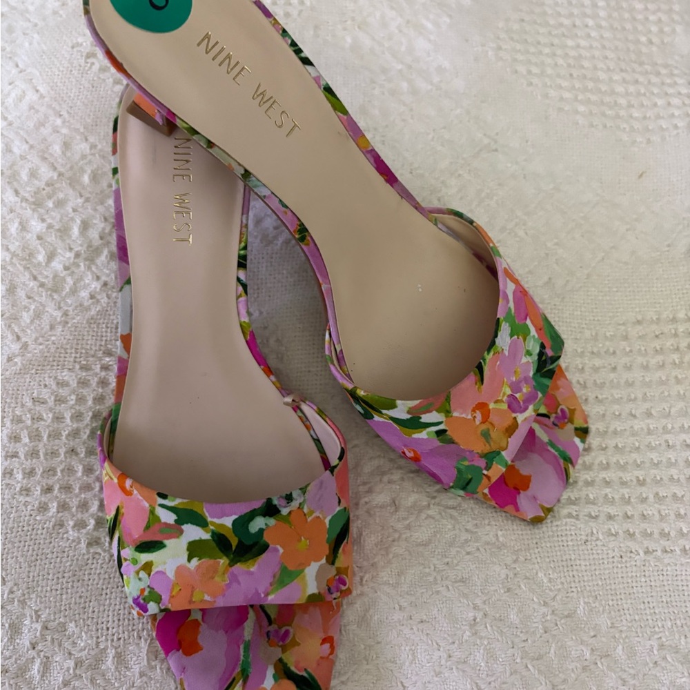 Nine West Floral Heels - Pink and Green